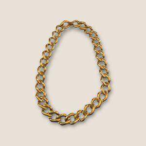 Vintage Gold-Tone Chunky Chain Necklace 18" Long With 0.5" Wide Links Statement